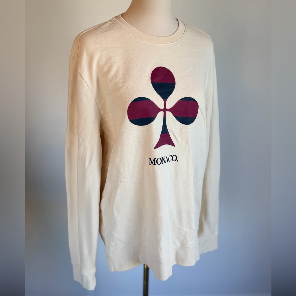 Club Monaco Monaco Graphic Sweatshirt Cream Women’s L / Men’s M Unisex NWT
